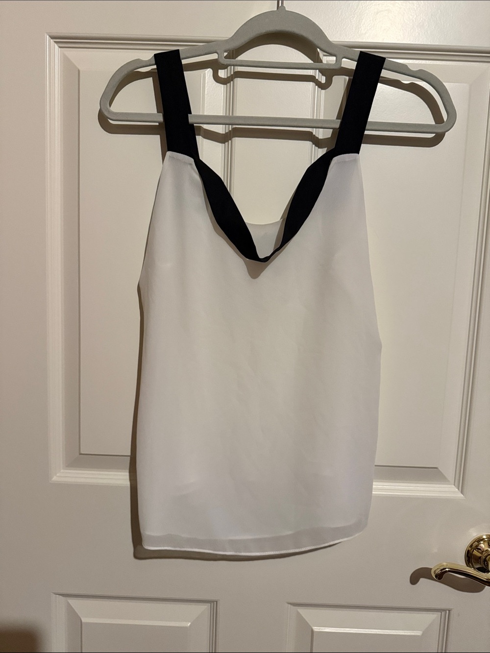 Naked Zebra White V-Neck Camisole with Black Straps